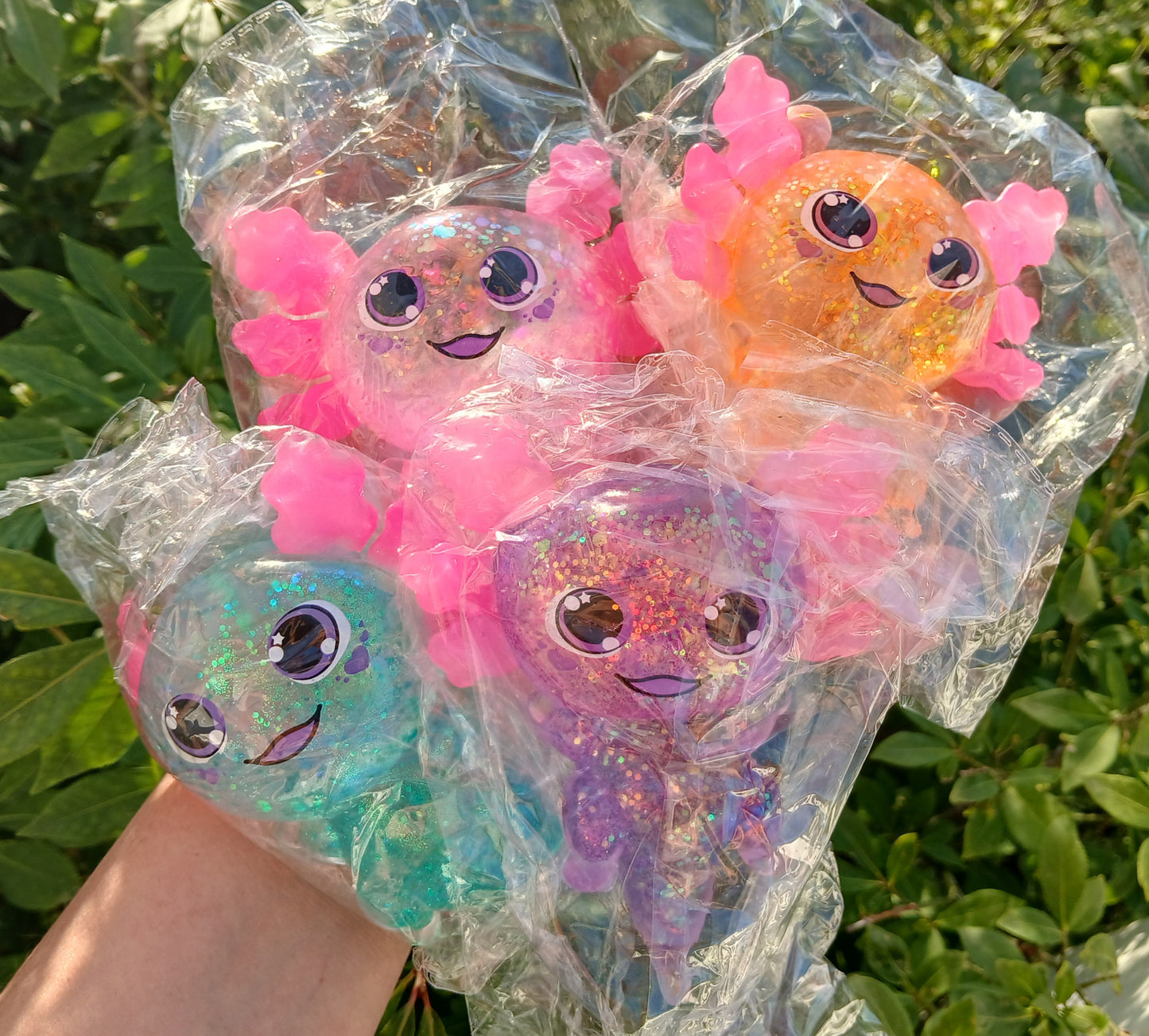 Glitter Axolotl Maltose Squishy: READY TO SHIP: Fun booth fillers: Sensory Toys