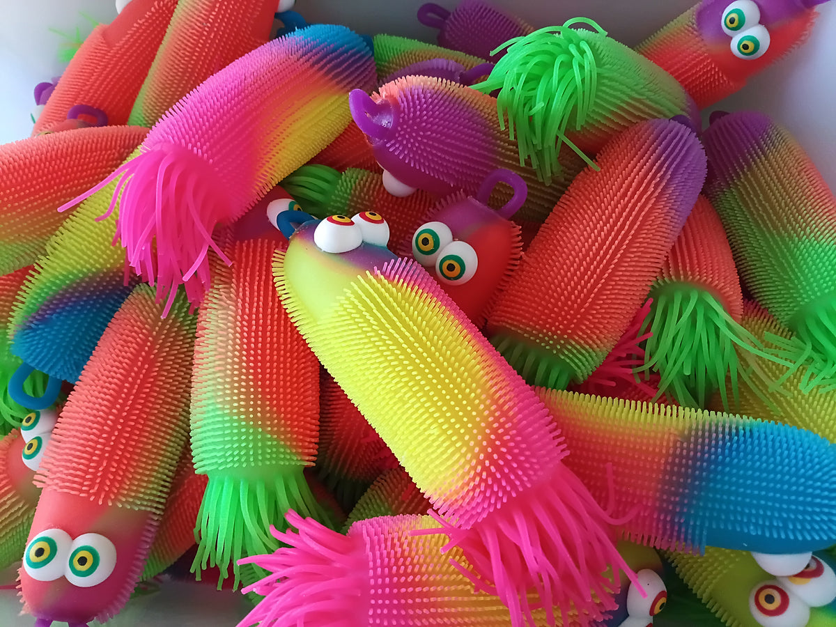 Fuzzy caterpillar light up squishy's: Fun booth fillers: Colors are sent at random