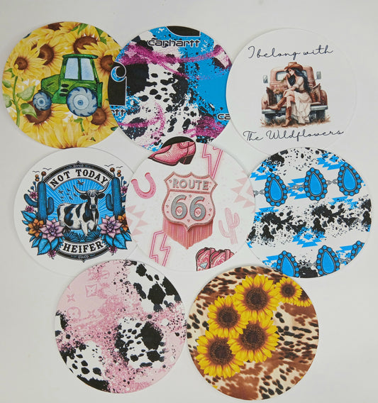 8pc Western theme circle cardstock cut-outs