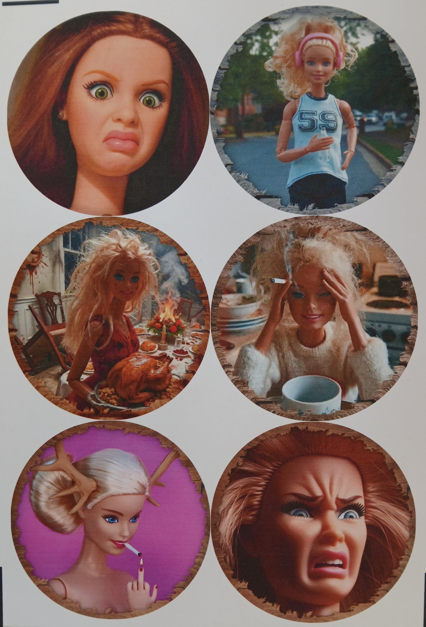 15pc Doll theme circle cardstock cut-outs